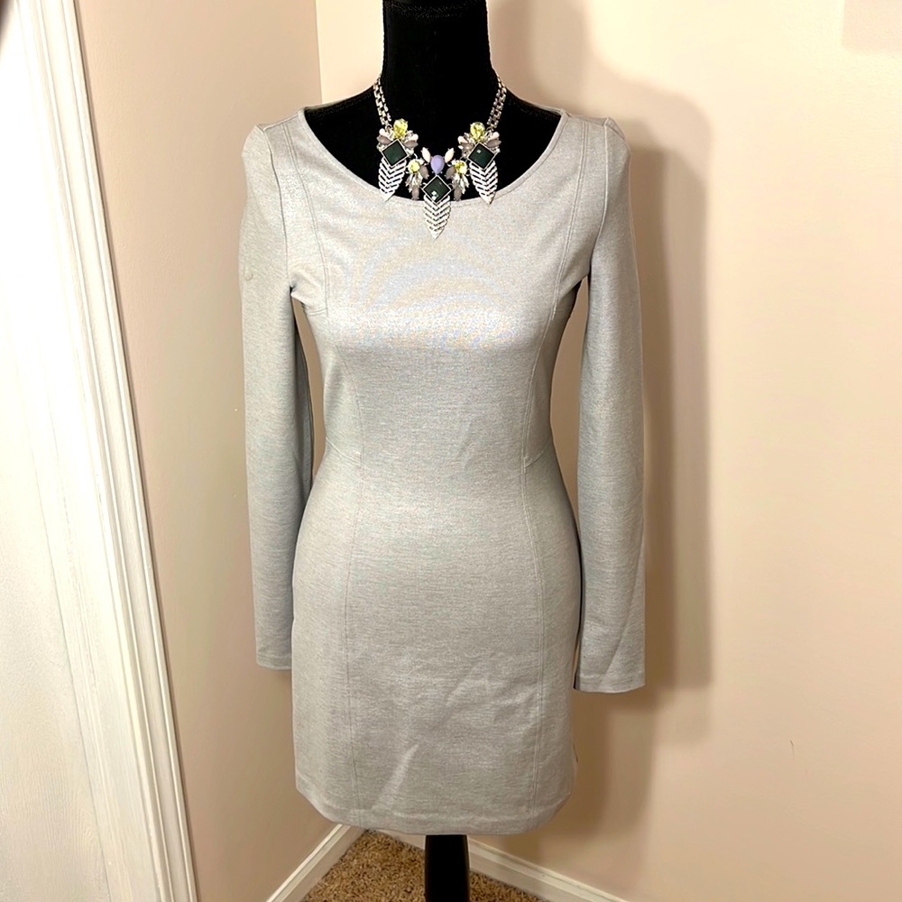 Armani Exchange Women Silver Long Sleeve Dress Small